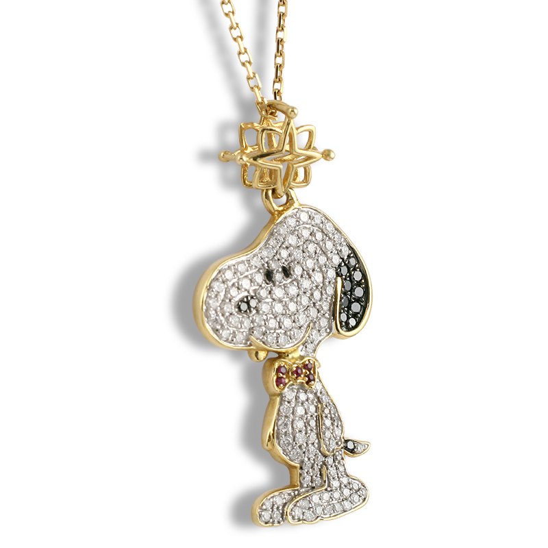 18金 スヌーピー ネックレス Swanky Snoopy Diamond Pendant/おしゃれ