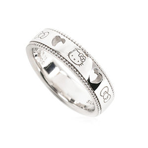 sanrio ハローキティ W オープン ハート レース リング 大人 かわいい