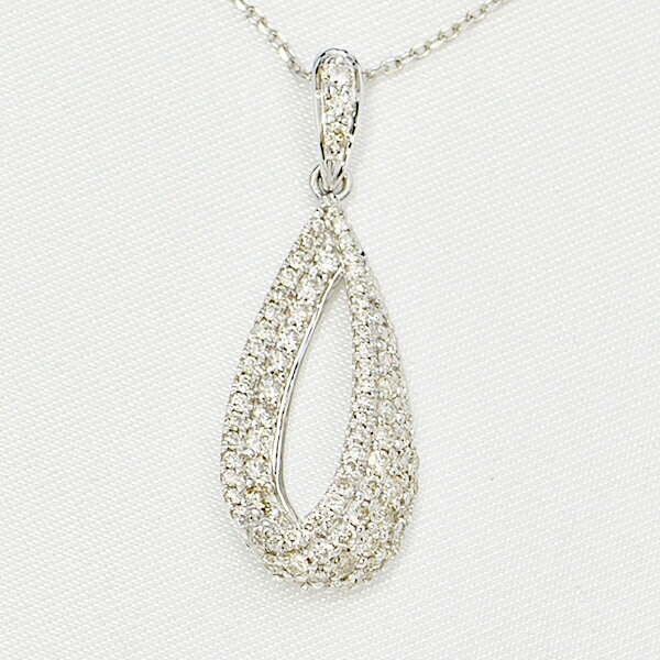 ♡新春SALE♡【K18WG】ダイヤモンドネックレス　雫型　パヴェ ダイヤモンド ネックレス パヴェ 0.6ct K18 ホワイトゴールド しずく