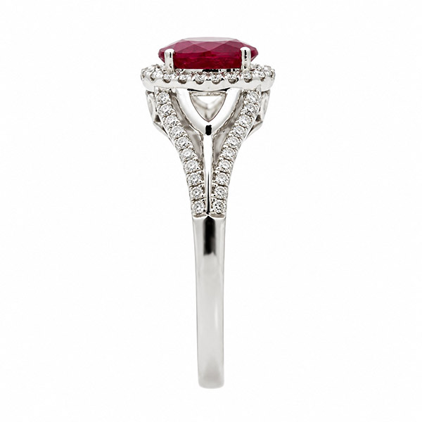 ルビー ダイヤモンド リング K18 ホワイトゴールド 1.0ct 取り巻き 