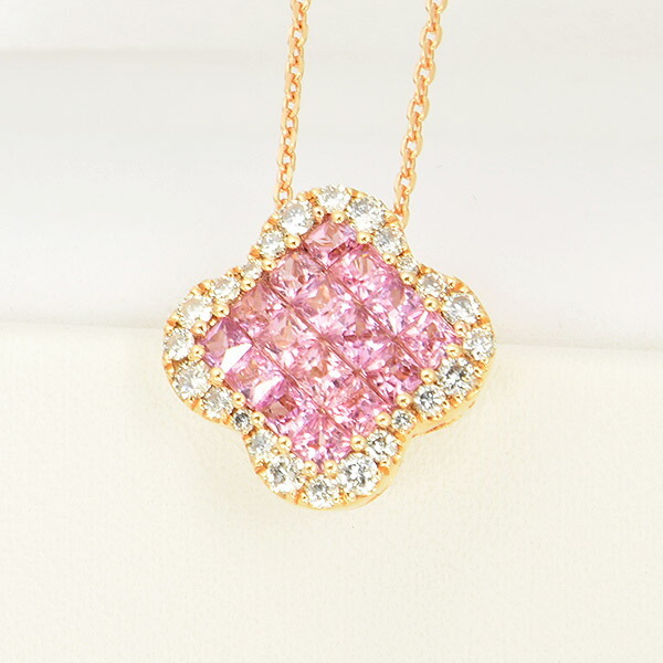 メザンジュ K18 ピンクサファイア ダイヤモンド ネックレス 天然ピンクサファイア0.30ct 天然ダイヤモンド0.40ct K18WG