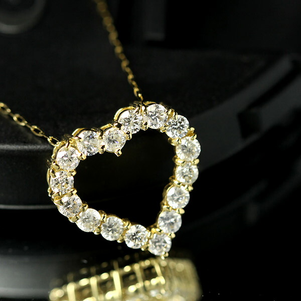 1カラット ダイヤモンド ネックレス ハート 1.0ct K18 イエロー