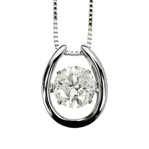 ダンシング✨D0.50CT✨プラチナ馬蹄1粒ダイヤネックレス トップ