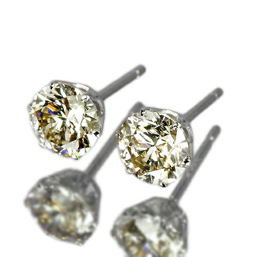 ダイヤモンド ピアス 一粒 1.5ct プラチナ Pt900 6本爪 0.75