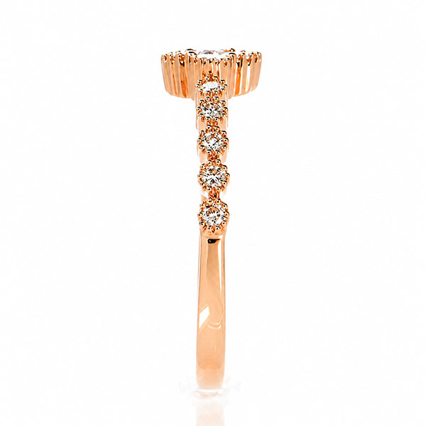 ダイヤモンド リング K18 ピンクゴールド 0.3ct フラワー 花 鑑別書付 