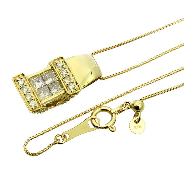 中古美品K18天然ダイヤモンドゴールドネックレス保証書付き ジュエリーフィガロ ダイヤモンド ネックレス K18 PG YG 一粒 鑑定書付