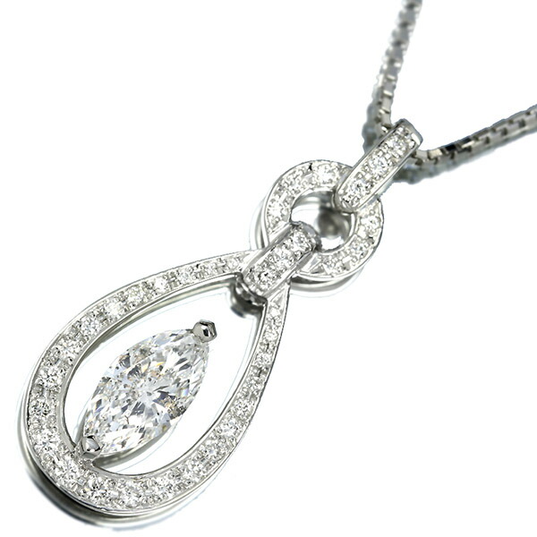 1.0ct ダイヤモンド ネックレス プラチナ Pt900 マーキス カット D 