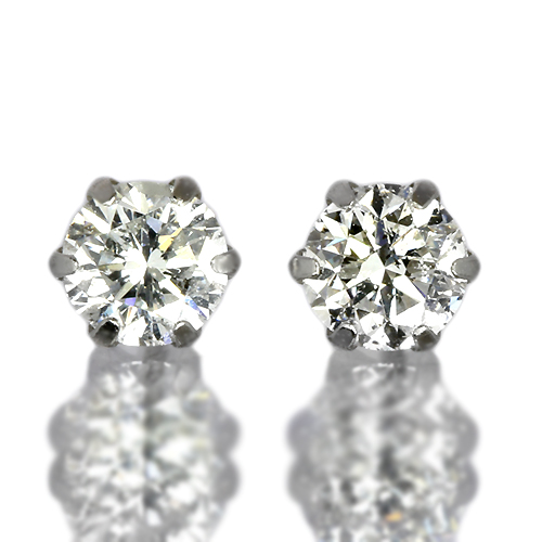 ダイヤモンド ピアス 一粒 0.3ct プラチナ Pt900 6本爪 0.15×0.15ct