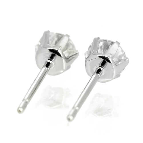 ダイヤモンド ピアス 一粒 0.7ct プラチナ Pt900 6本爪 0.35×0.35ct
