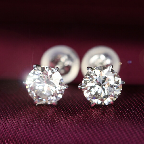 1カラット ダイヤモンド ピアス 0.5×0.5ct Pt900 プラチナ Eカラー SI2 