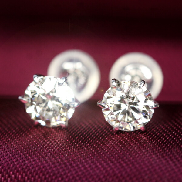 1カラット ダイヤモンド ピアス 0.5×0.5ct Pt900 プラチナ F