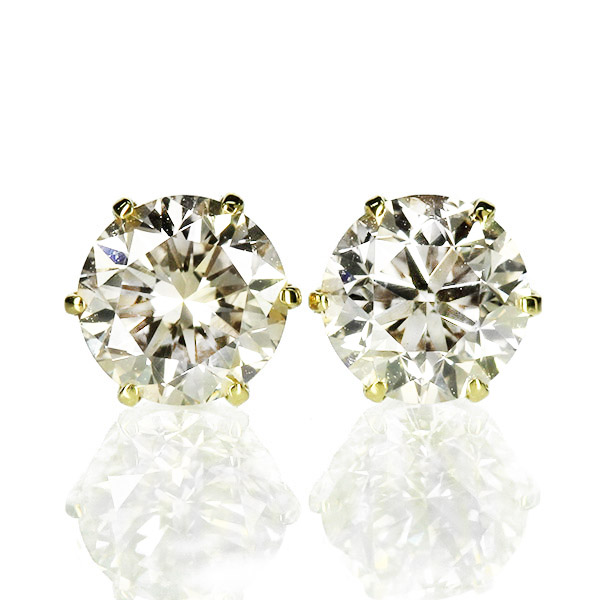 1カラット ダイヤモンド ピアス 一粒 1.0ct K18 イエローゴールド 6本