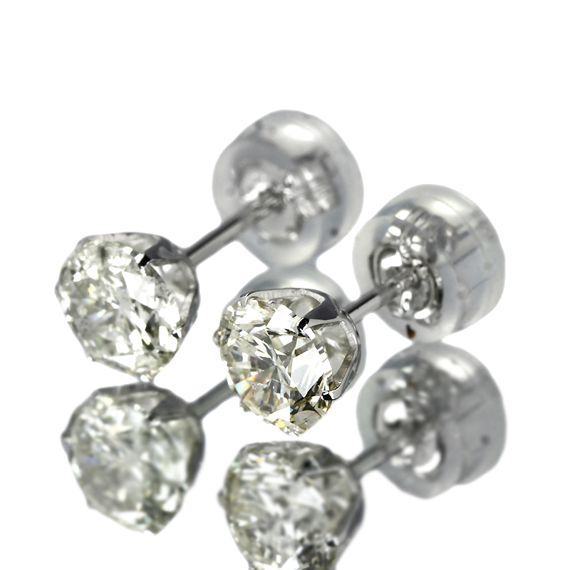 ダイヤモンド ピアス 一粒 1.5ct プラチナ Pt900 6本爪 0.75×0.75ct