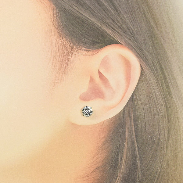 2カラット ダイヤモンド ピアス 1.0×1.0ct Pt900 プラチナ D