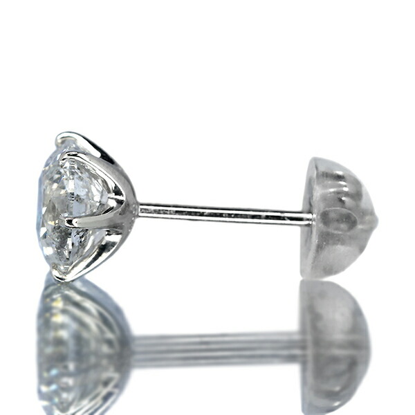 2カラット ダイヤモンド ピアス 1.0×1.0ct Pt900 Eカラー SI2 トリプル