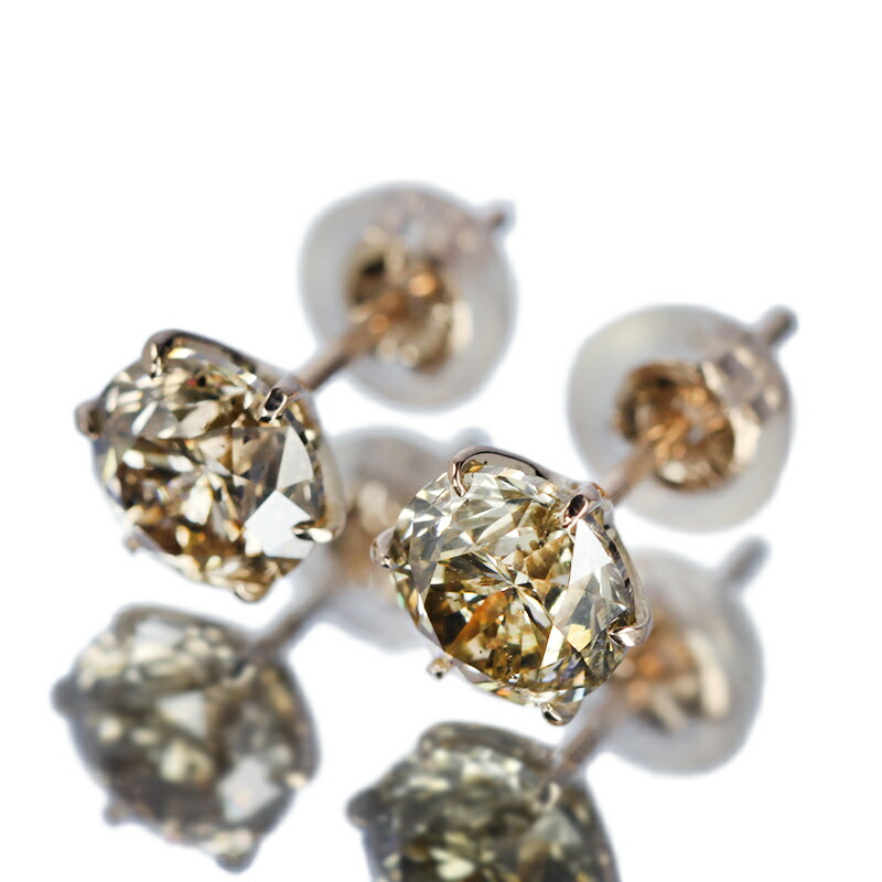 2カラット ダイヤモンド ピアス 1.0×1.0ct K18 ピンクゴールド K