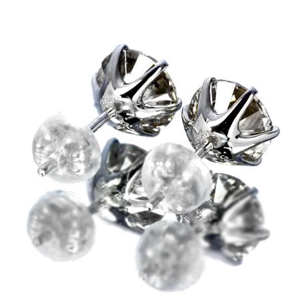 3カラット ダイヤモンド ピアス 1.5×1.5ct Pt900 プラチナ Jカラー SI2