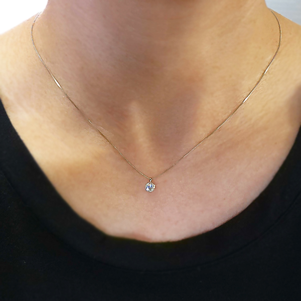 天然ダイヤモンド ネックレス 一粒 0.2ct 6本爪 プラチナ Pt900 ハート
