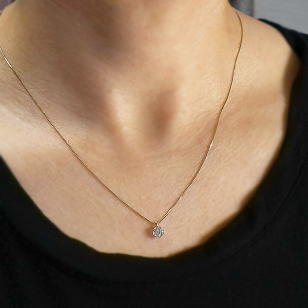 ダイヤモンド ネックレス 一粒 0.4ct 6本爪 プラチナ Pt900 ハート