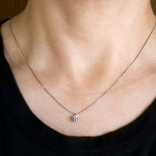 ダイヤモンド ネックレス 一粒 0.4ct 6本爪 プラチナ Pt900 Hカラー