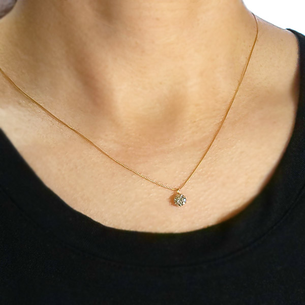 ダイヤモンド ネックレス 一粒 0.5ct 6本爪 K18 イエローゴールド