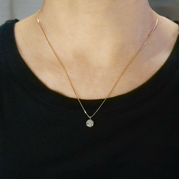 1カラット ダイヤモンド ネックレス 一粒 1.0ct K18 イエローゴールド