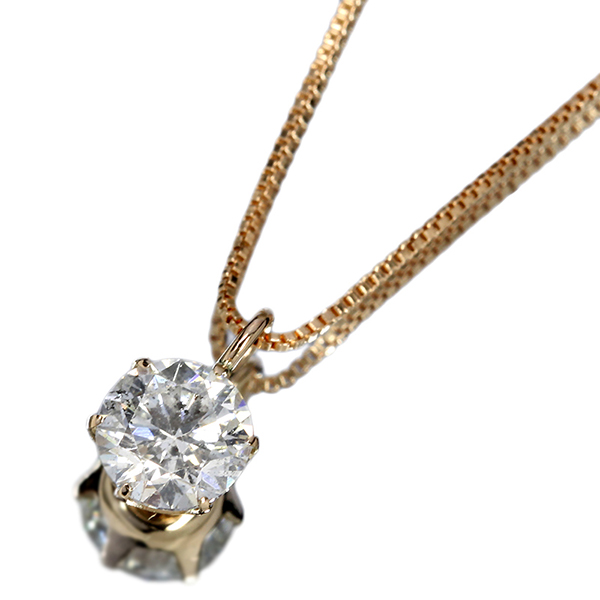 ダイヤモンド ネックレス 一粒 0.3ct 6本爪 K18 ピンクゴールド