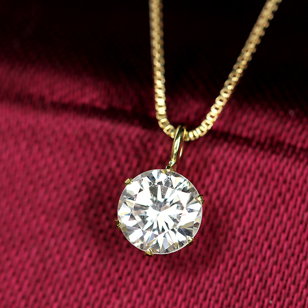 ダイヤモンド ネックレス 一粒 0.3ct 6本爪 K18 イエローゴールド