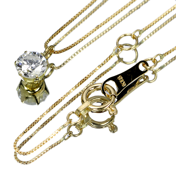 ダイヤモンド ネックレス 一粒 0.3ct 6本爪 K18 イエローゴールド