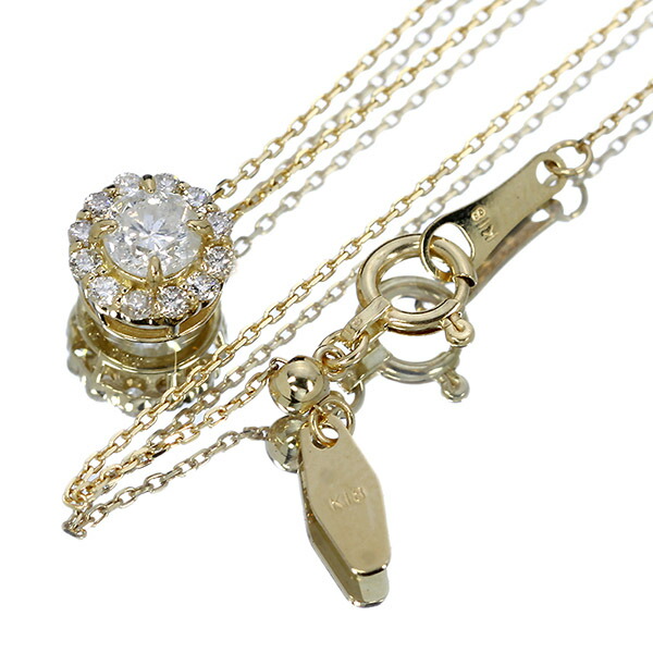 極美品 K18 天然ダイヤモンド D0.328 / D0.08 ネックレストップ 極美品 K18 天然ダイヤモンド D0.328 / D0.08 ネックレストップ｜