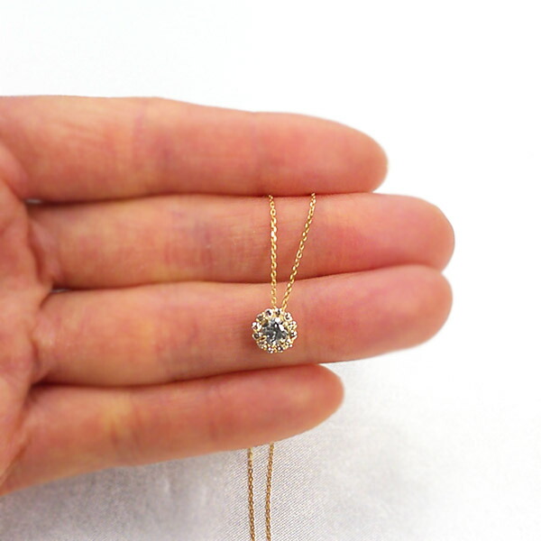 天然ダイヤモンド ネックレス 0.4ct K18 イエローゴールド 取り巻き