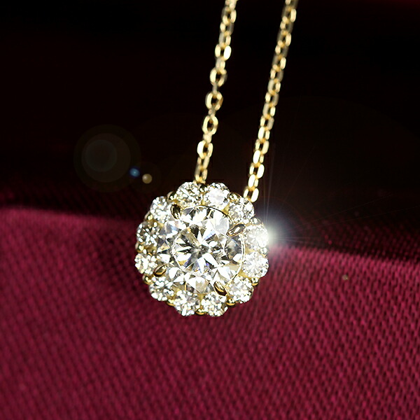 天然ダイヤモンド ネックレス 0.6ct K18 イエローゴールド