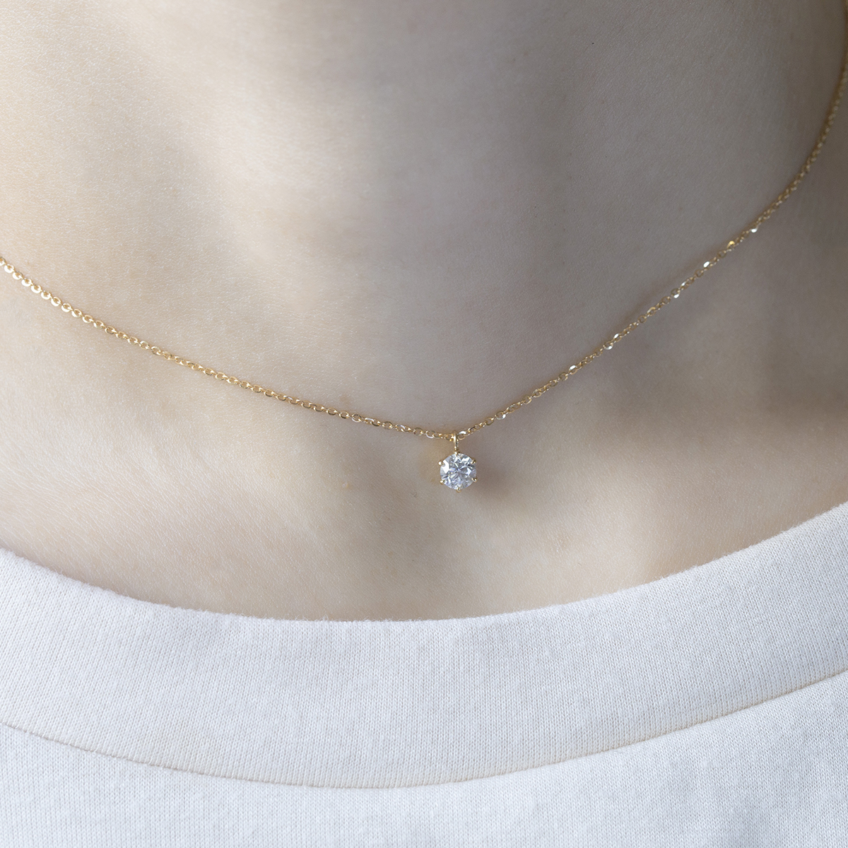 ダイヤモンド K18 ネックレス 0.3 750 ダイヤ YG ジュエリーフィガロ ネックレス K18 YG 0.3ct ダイヤモンド 一粒