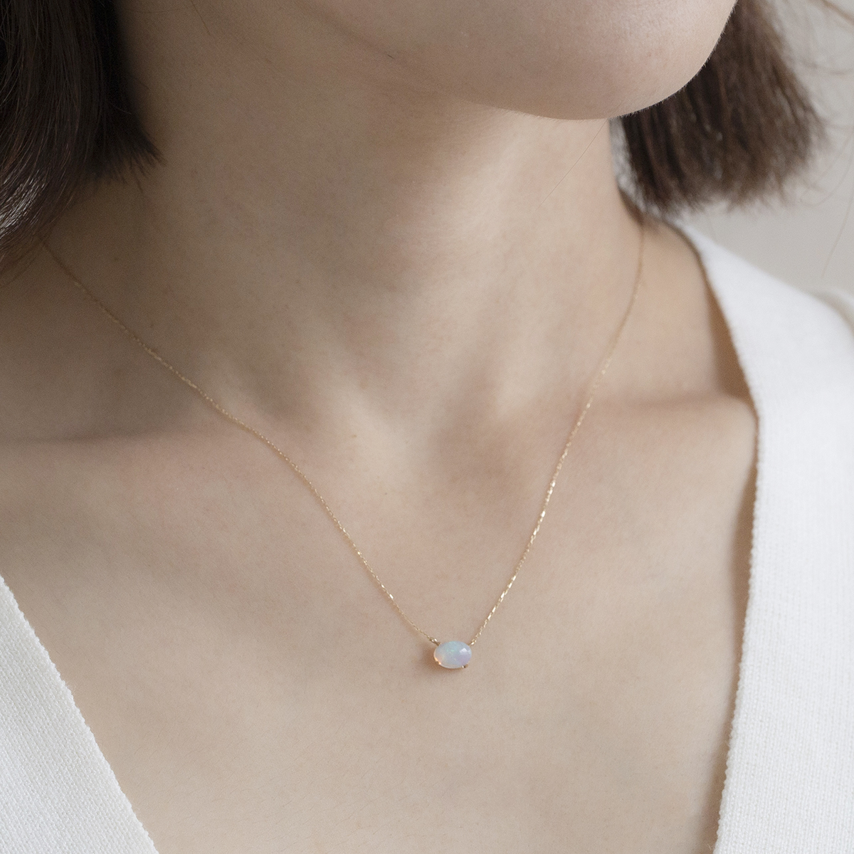 ジュエリーフィガロ ネックレス K10 YG オパール イエローゴールド 10k