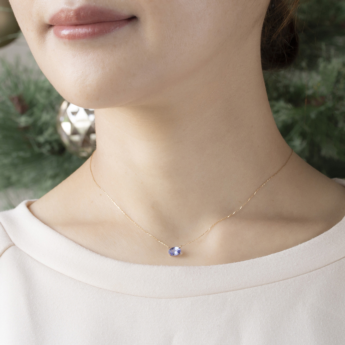 ジュエリーフィガロ ネックレス K10 YG タンザナイト イエローゴールド