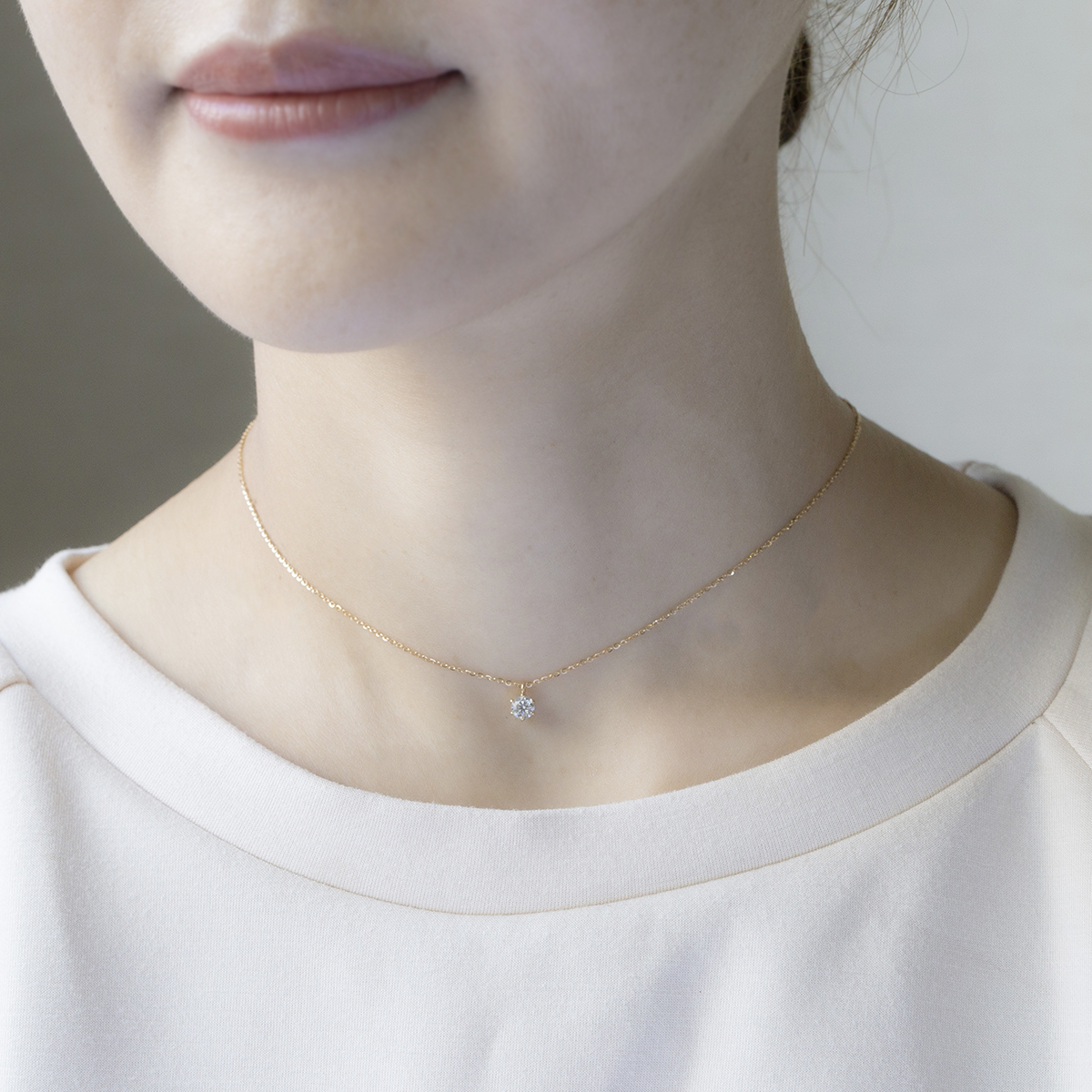 ネックレス K18 YG 0.3ct ダイヤモンド 一粒 レディース 30代 40代 妻 女性 結婚記念日 キラキラ 鑑定書付きの画像