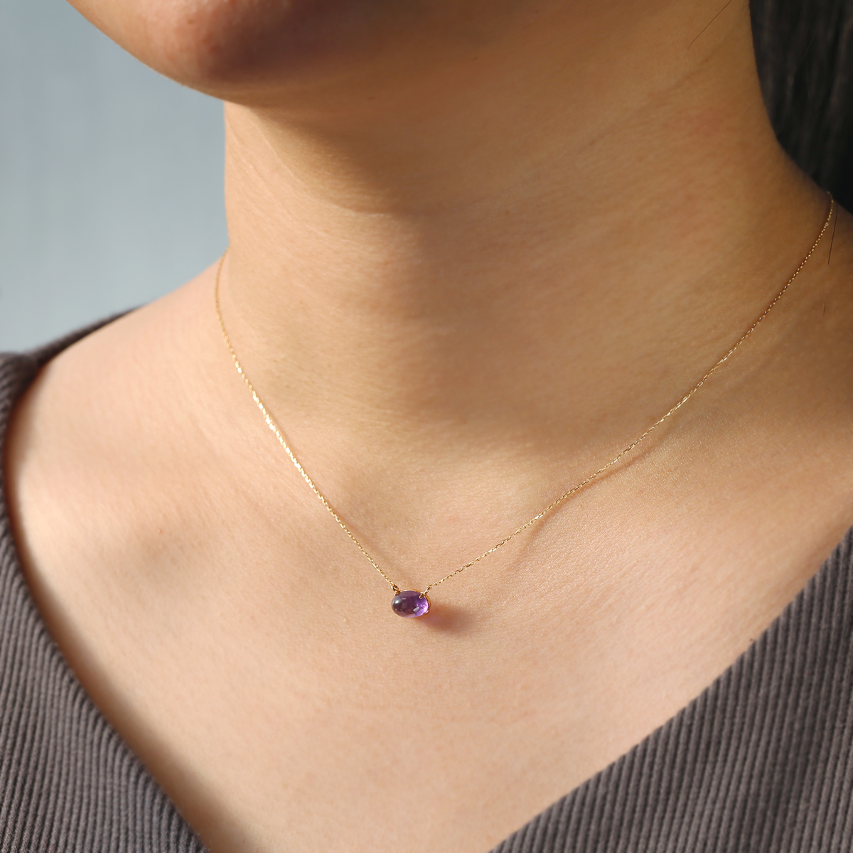 ジュエリーフィガロ ネックレス K10 YG アメジスト イエローゴールド