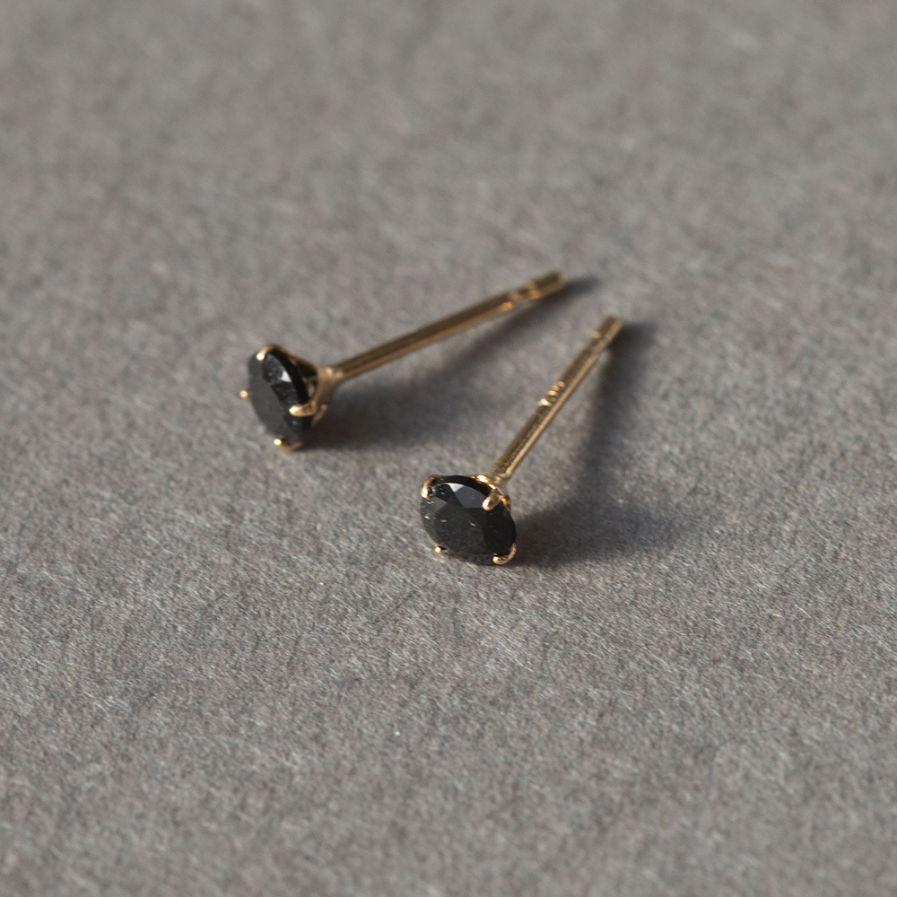 ジュエリーフィガロ ピアス K18 オニキス PG 一粒 ピンクゴールド