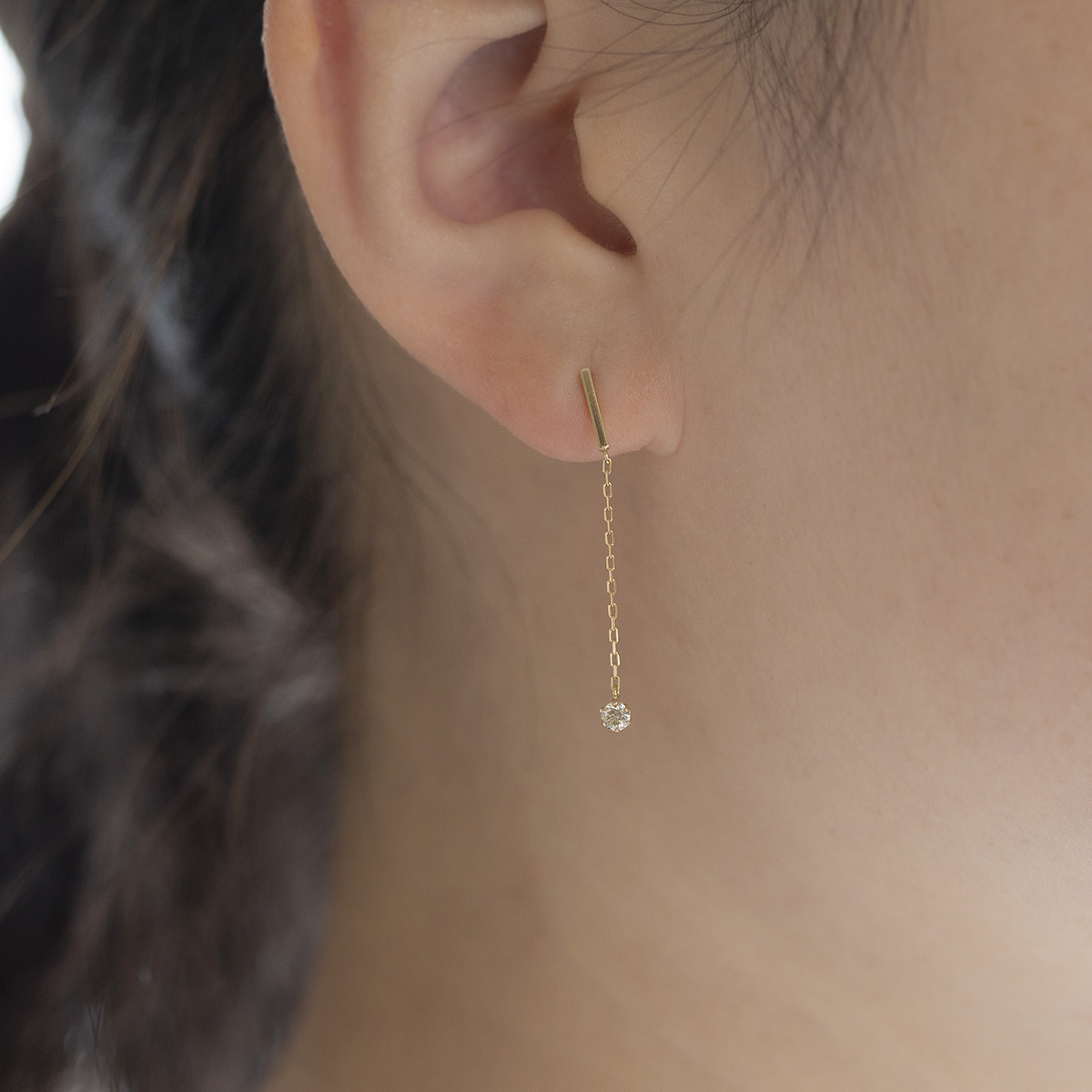 ピアス K18 YG ダイヤモンド 18k 18金 誕生石 イエローゴールド ロングピアス レディース 彼女 妻 誕生日プレゼント ギフトの画像