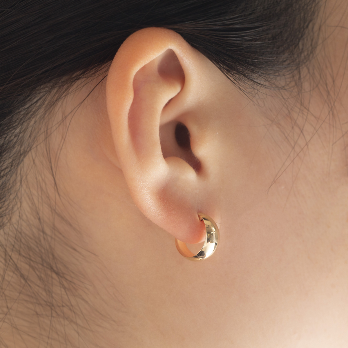 ジュエリーフィガロ ピアス K10 YG フープ 月甲ピアス フープピアス