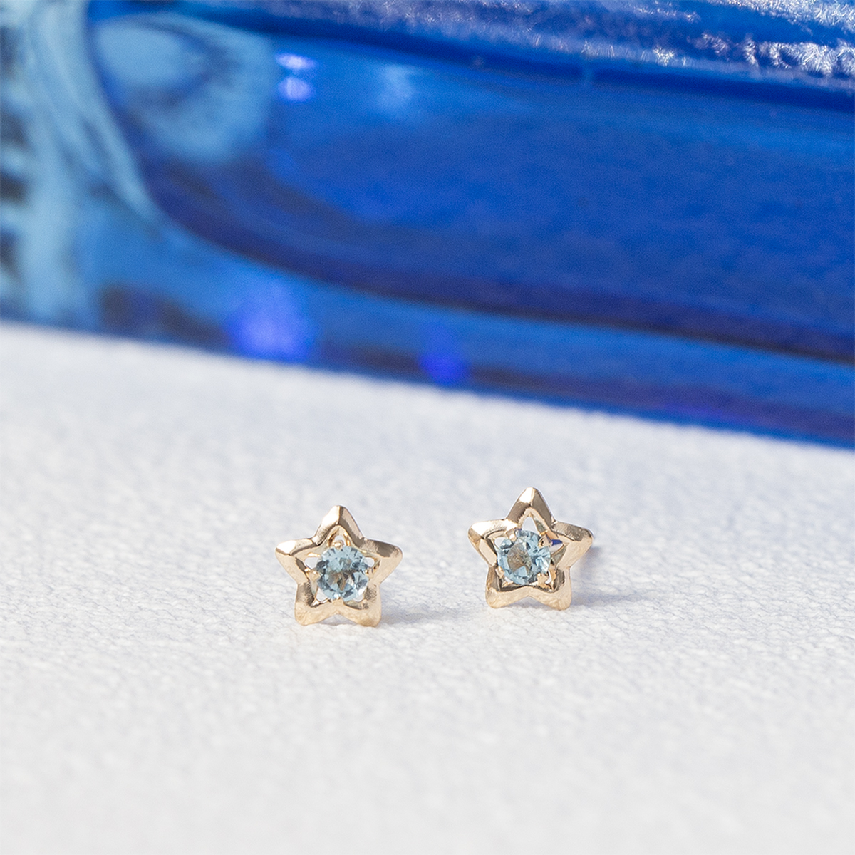 ジュエリーフィガロ ピアス K10 YG ブルートパーズ 星 スター イエロー
