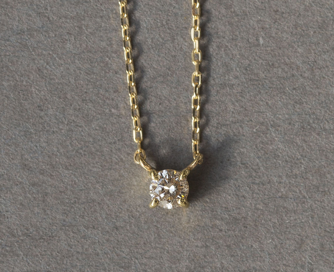 男女兼用 K10WG（10金ホワイトゴールド）ダイヤモンドネックレス 一体型