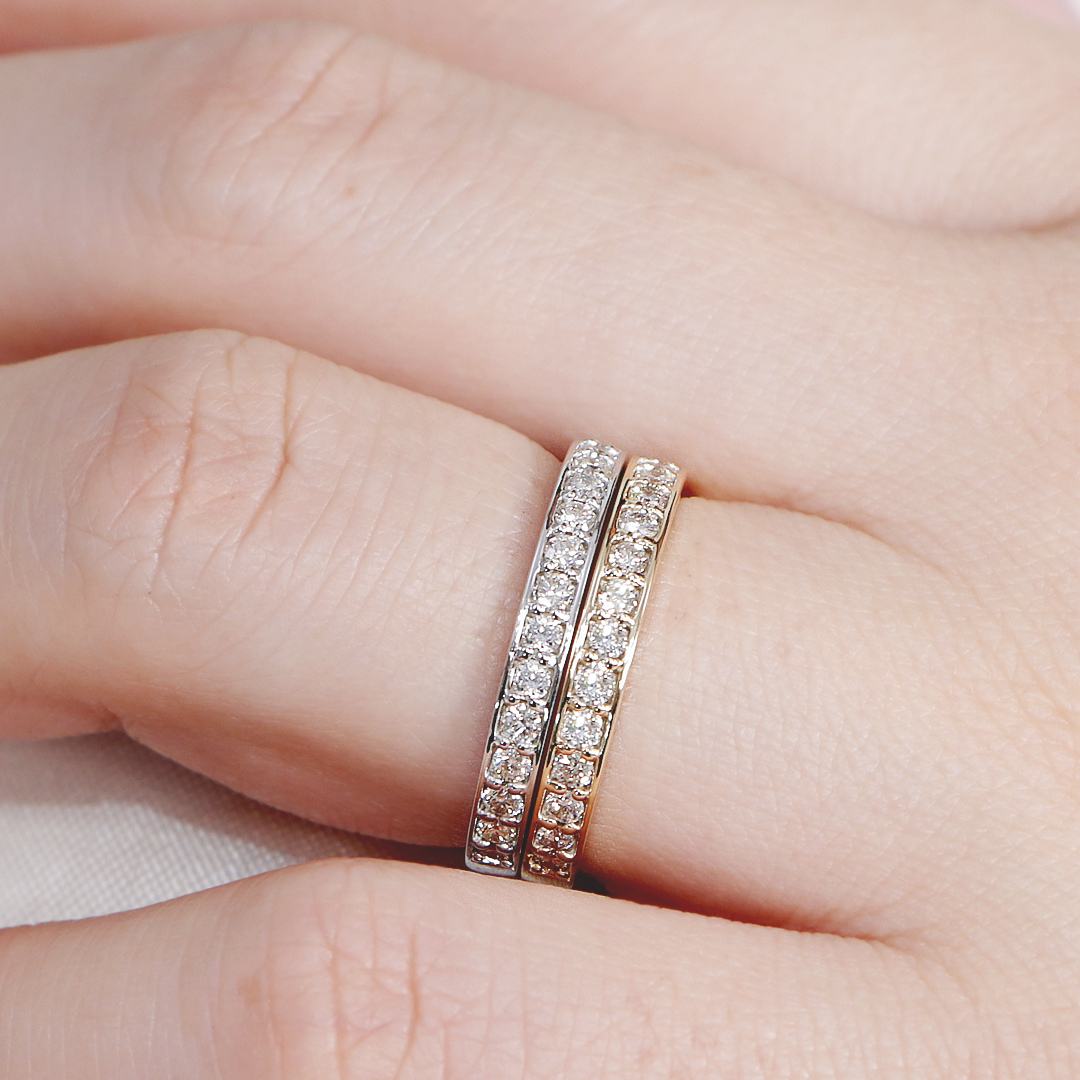 K10YG/WG 【0.36ct】 ダイヤモンド ハーフ エタニティ リング