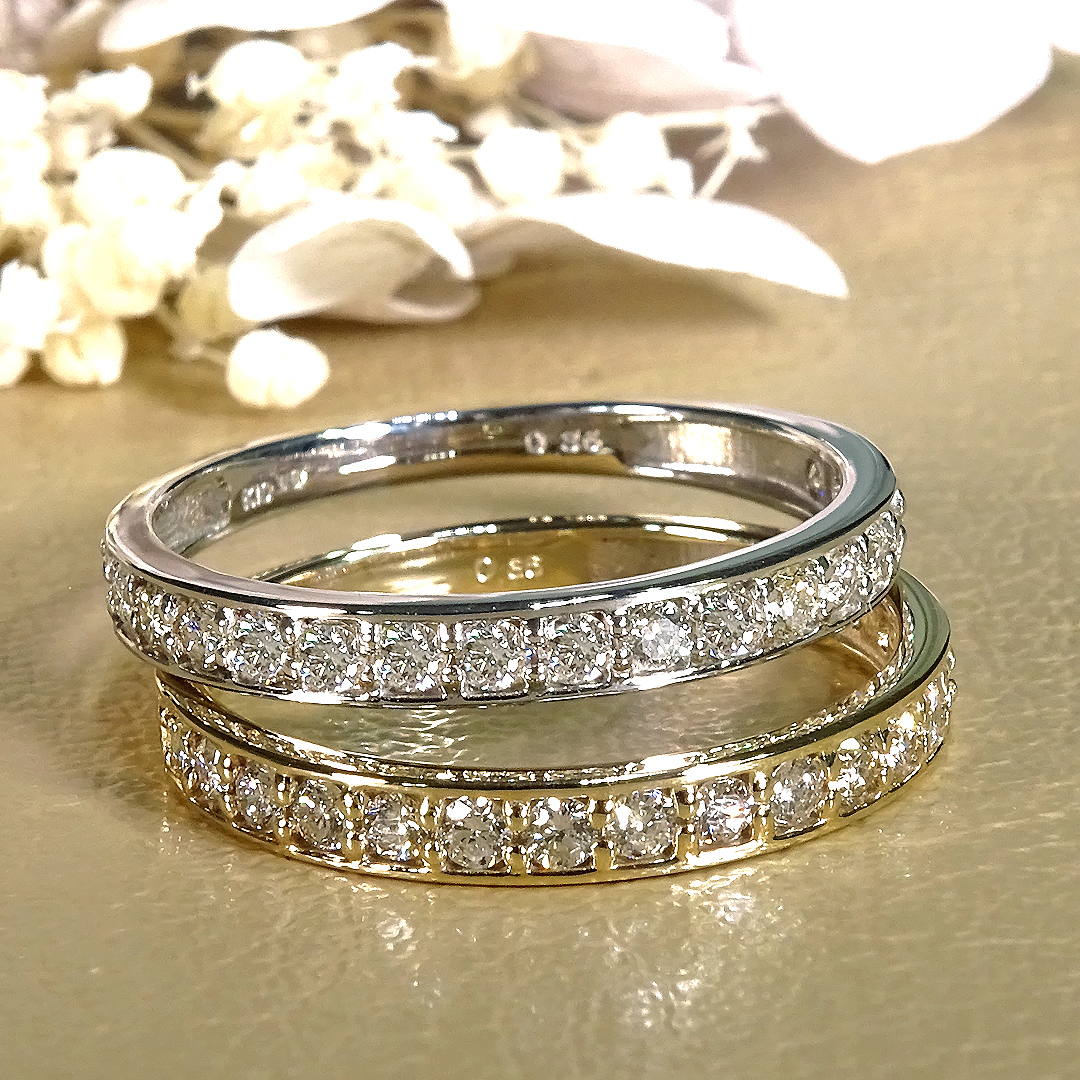 K10YG/WG 【0.36ct】 ダイヤモンド ハーフ エタニティ リング