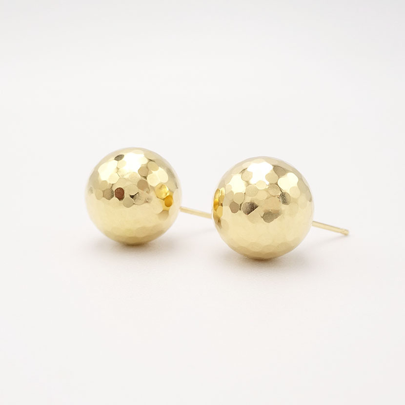 ミラーボール 10mm 18金ピアス K18YG 18k 丸 大きめ 大きい つや