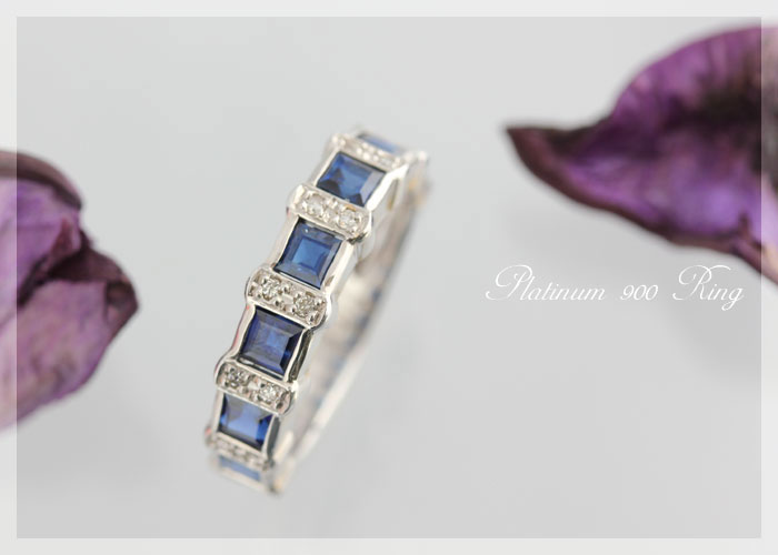 指輪 レディース プラチナ PT900 天然ブルーサファイア ダイヤモンド