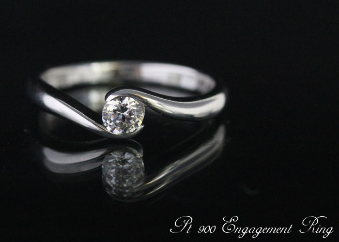 婚約指輪 PT900 プラチナ ダイヤモンド 1粒 0.2ct VVS1 エクセレント