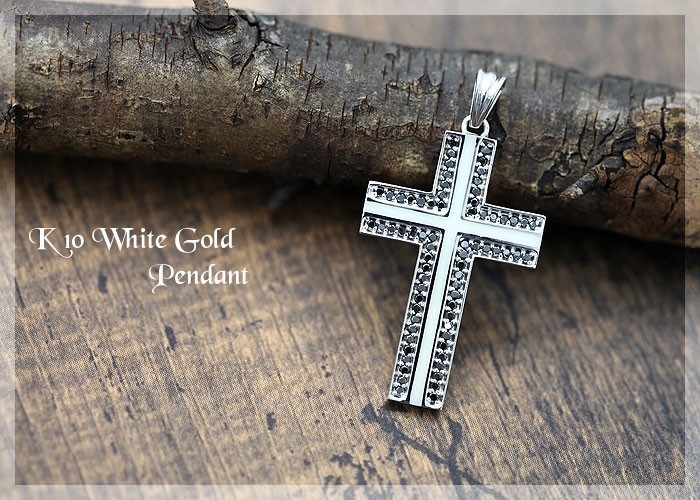 【美品】K10WGダイヤモンドクロスペンダントトップ f120-k10.jpg