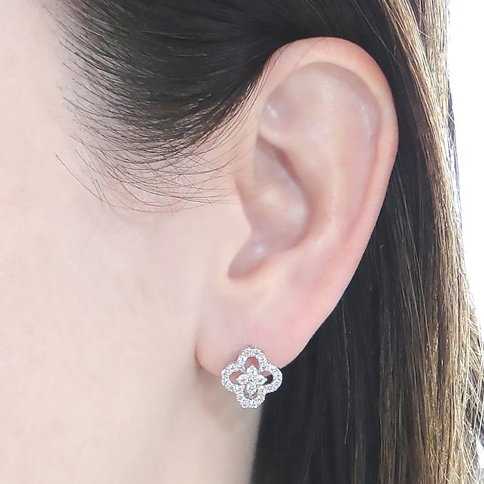 ピアス プラチナ PT900 ダイヤモンド 0.8ct 四つ葉 クローバー