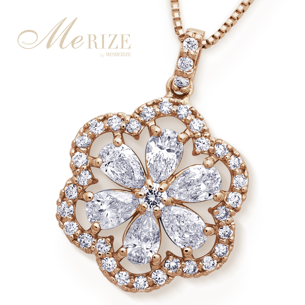 【新品仕上げ済】プラチナペアシェイプダイヤモンドネックレス 天然ダイヤモンド 0.7ct パヴェ フラワー ネックレス ペアシェイプ